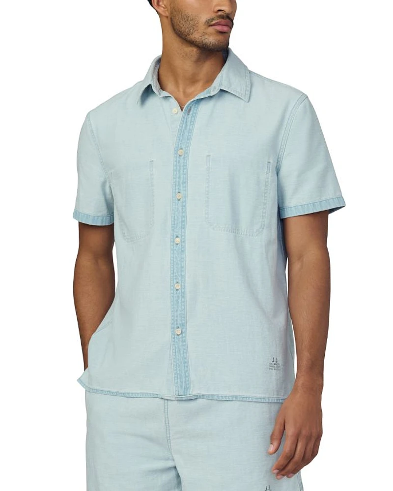 Regular Fit Reverse Chambray Short Sleeve Shirt