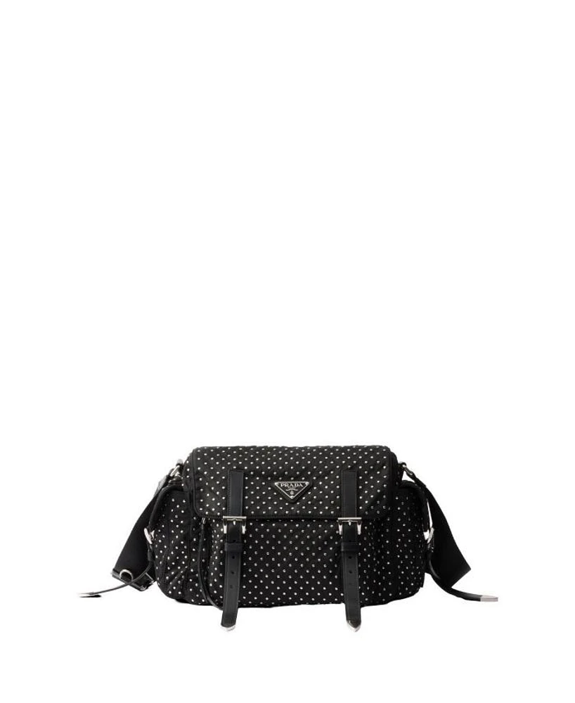 Re-Nylon Shoulder Bag with Studs