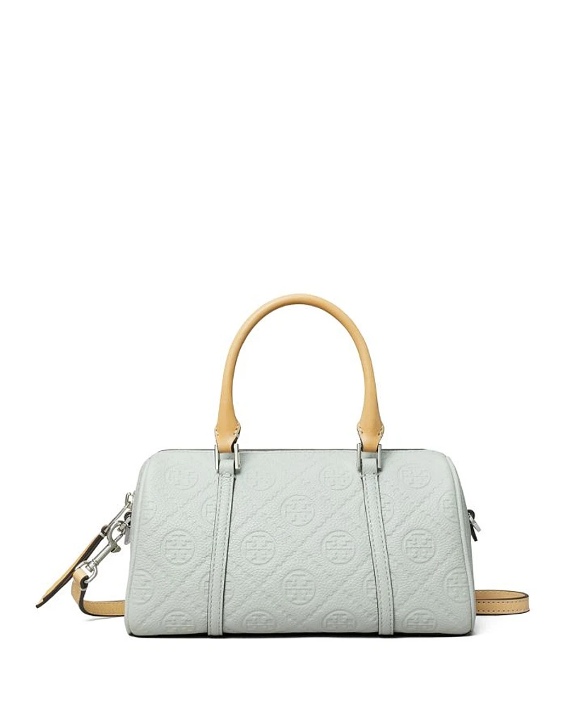 T Monogram Embossed Leather Satchel