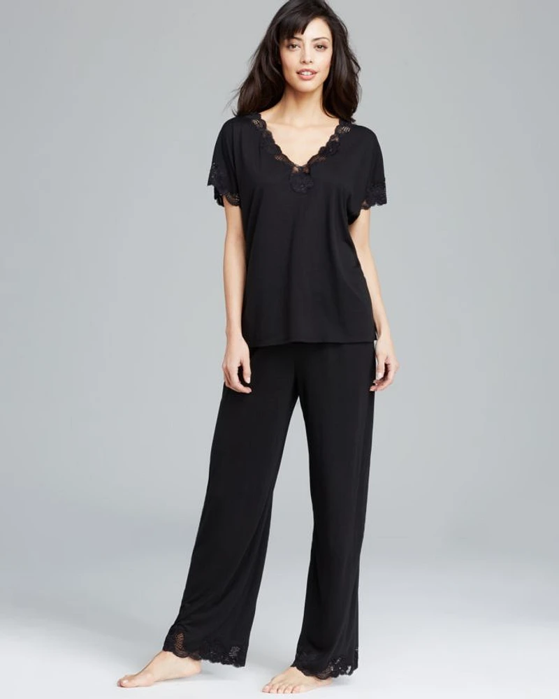 Zen Floral Lace-Trim Short Sleeve Pajama Set