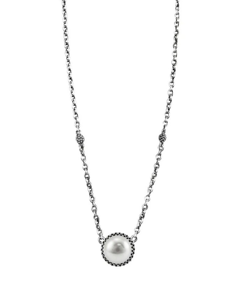 LAGOS Luna Sterling Silver & Cultured Freshwater Pearl Pendant Necklace, 16"