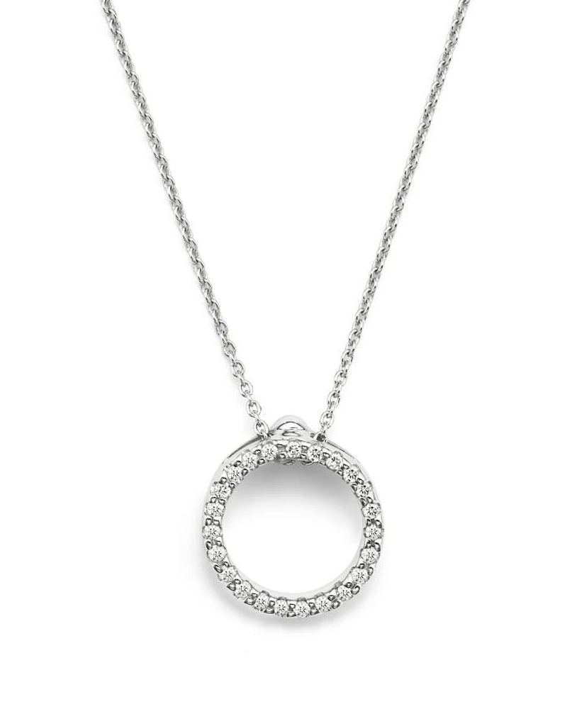 Roberto Coin 18K White Gold or Yellow and Diamond Extra Small Circle Necklace, 16"-18"