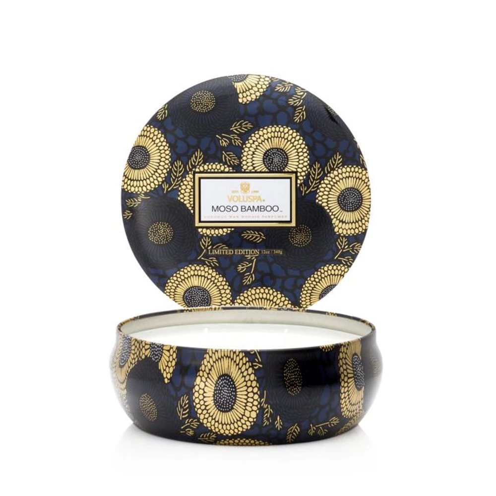 Moso Bamboo 3 Wick Tin Candle, 12 oz.