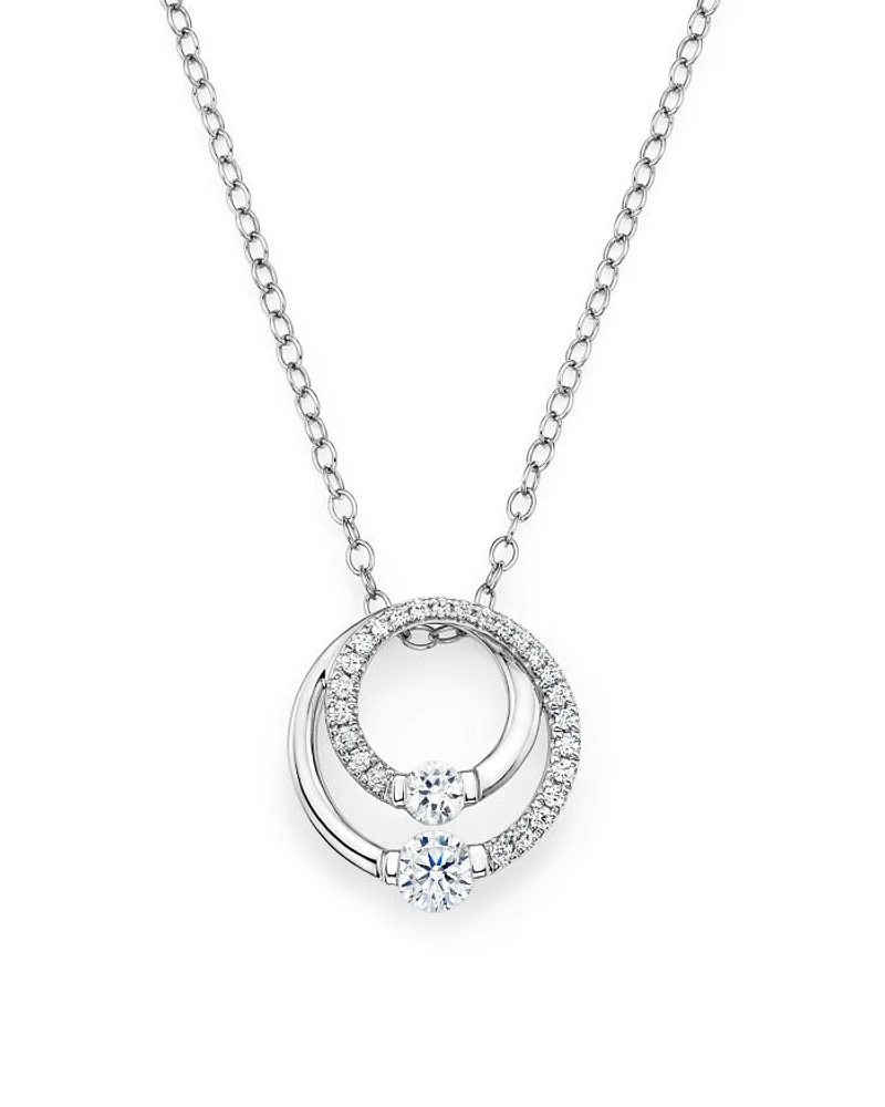 Diamond Circle Pendant Necklace in 14K White Gold, .30 tcw