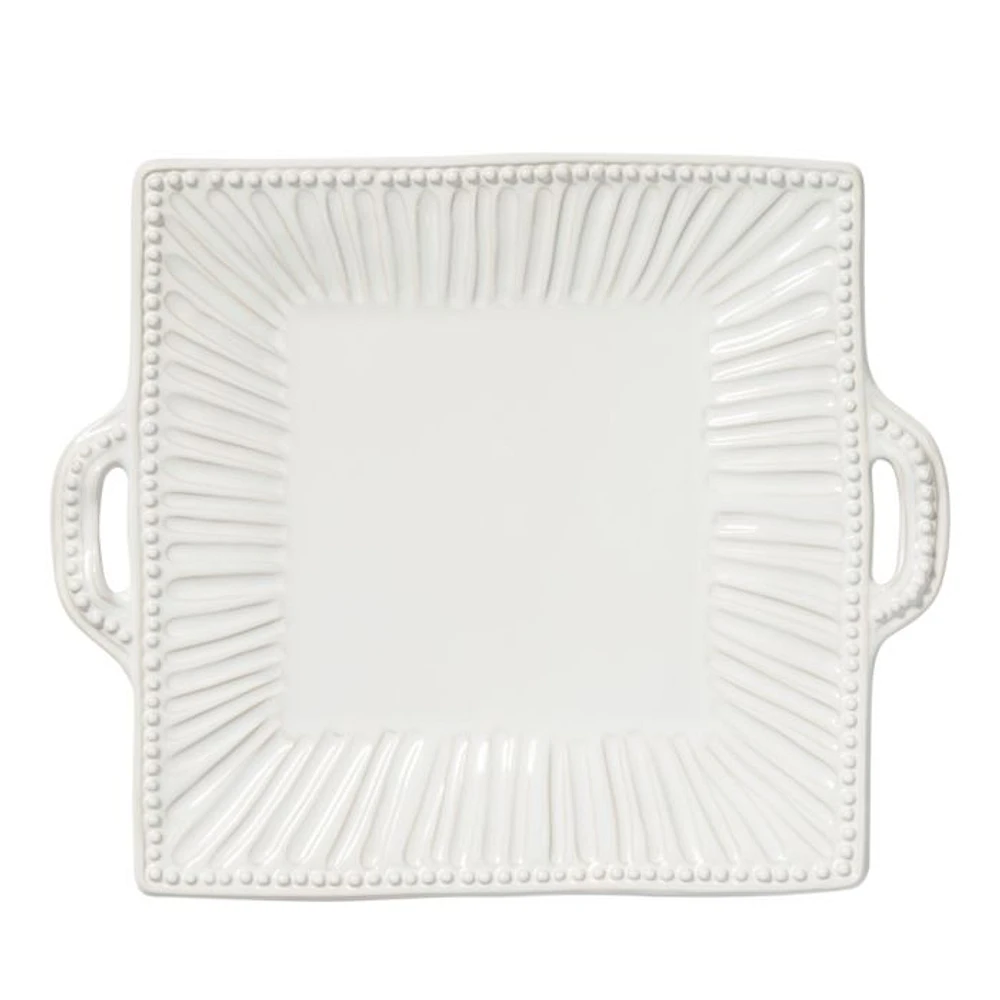 Incanto Stone White Stripe Square Handled Platter