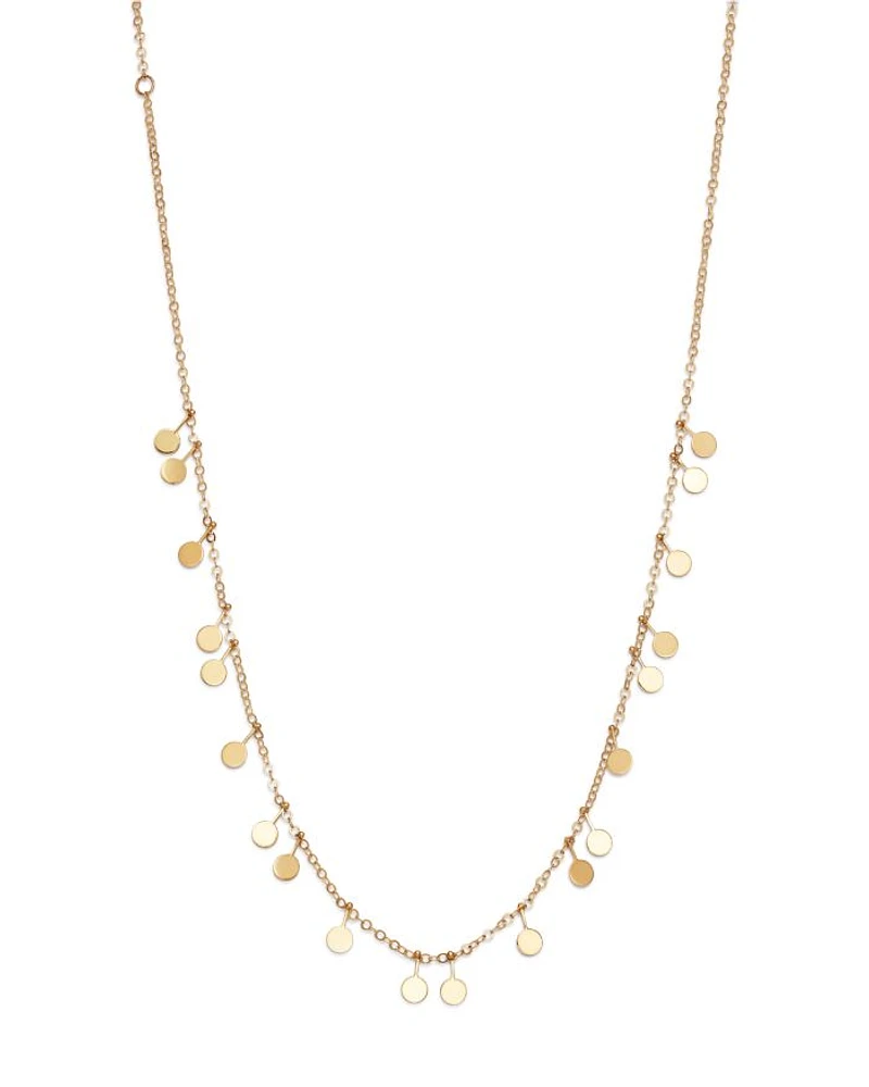 Dangling Disc Front Necklace in 14K Yellow Gold, 16" - Exclusive