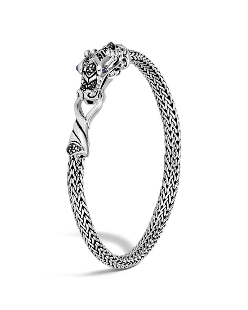 Sterling Silver Legends Naga Extra Small Chain Bracelet with Blue Sapphire Eyes