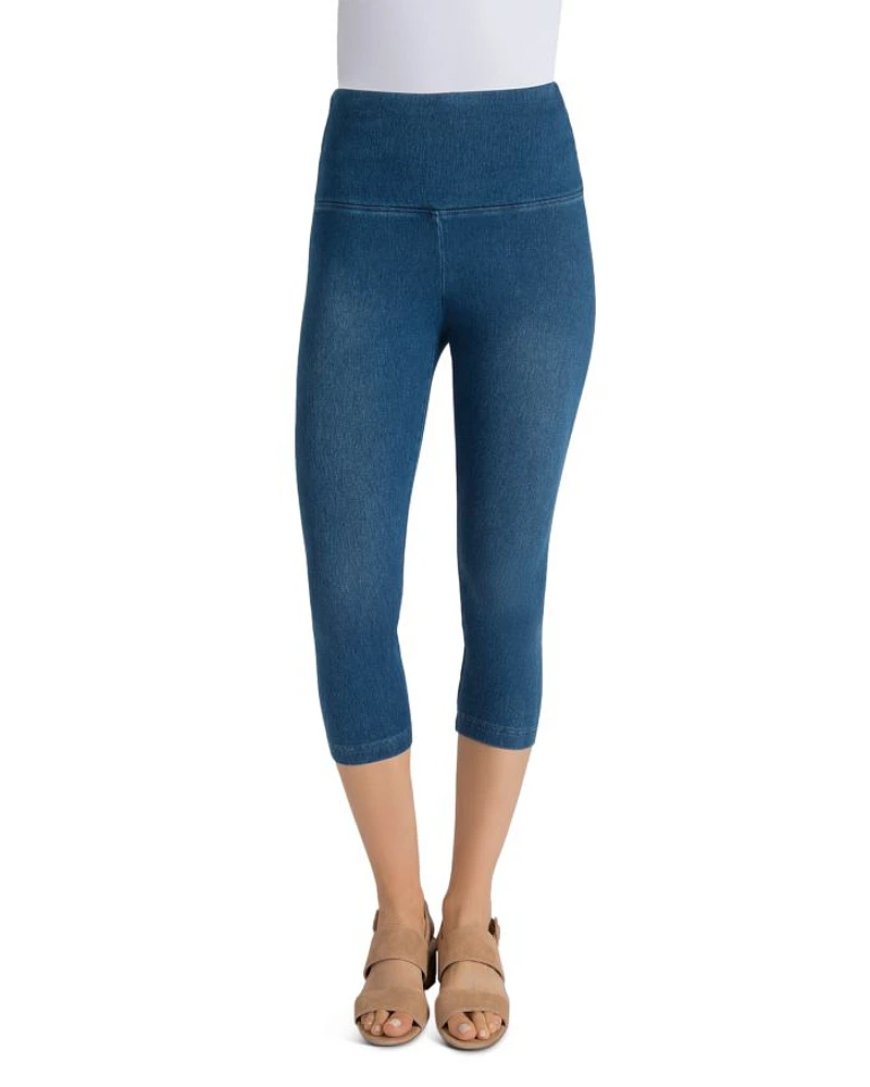Denim Capri Leggings Mid Wash