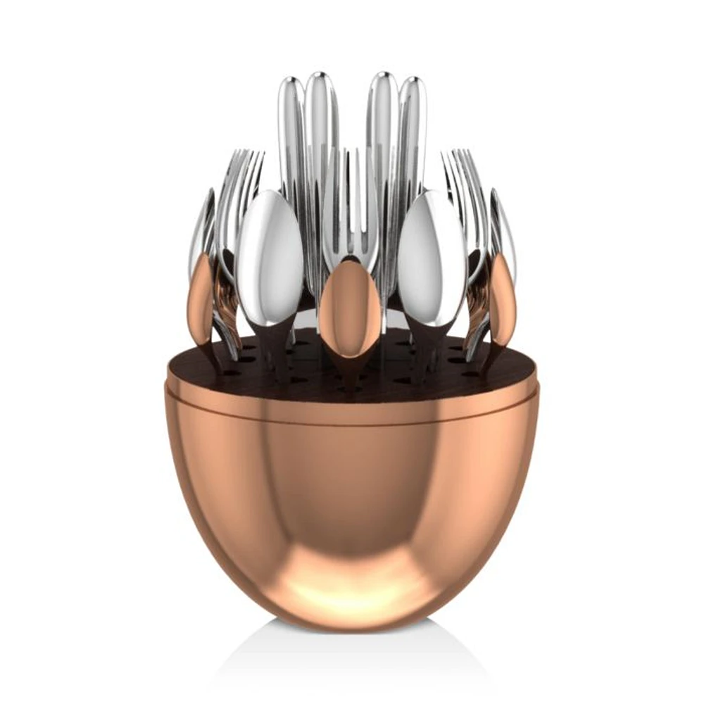 Silver-Plated & Rose Gold-Plated Mood 24-Piece Flatware Set