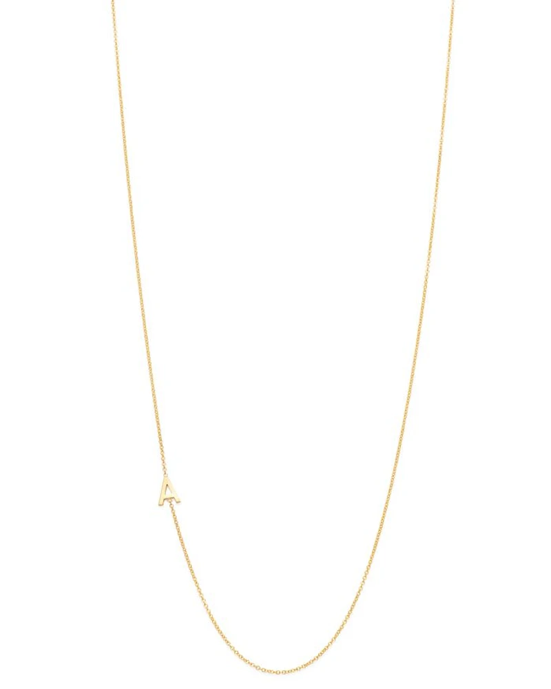 14K Yellow Gold Asymmetrical Initial Pendant Necklace, 18"L