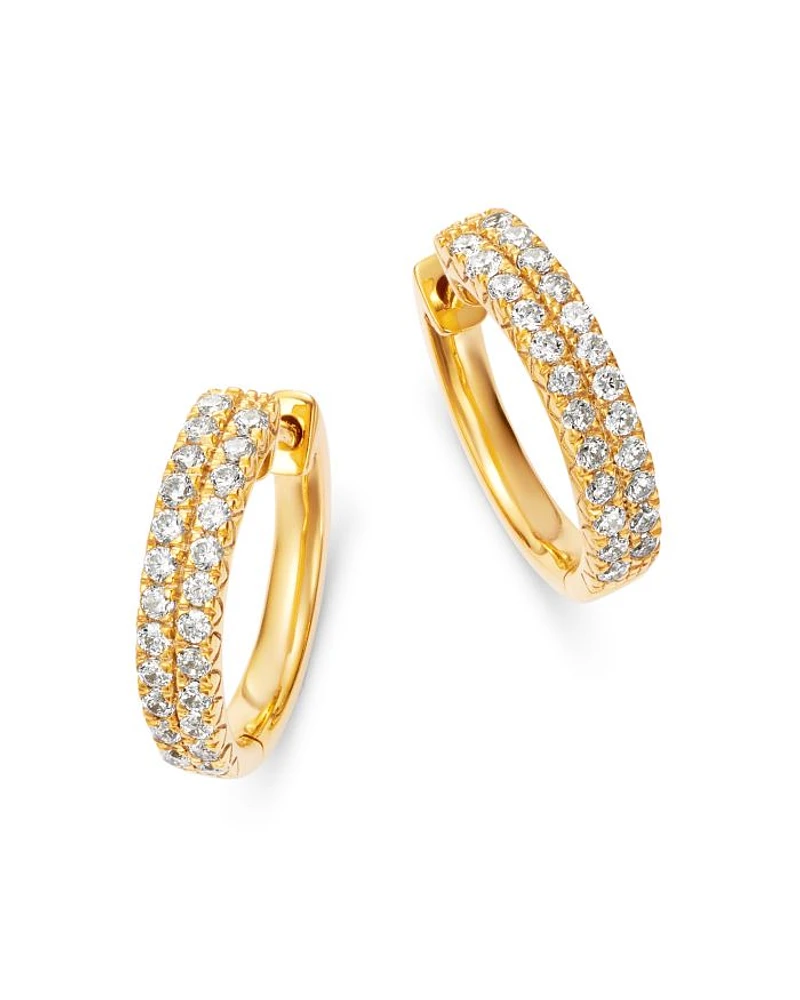 Diamond Double-Row Hoop Earrings in 14K Yellow Gold, 0.50 tcw