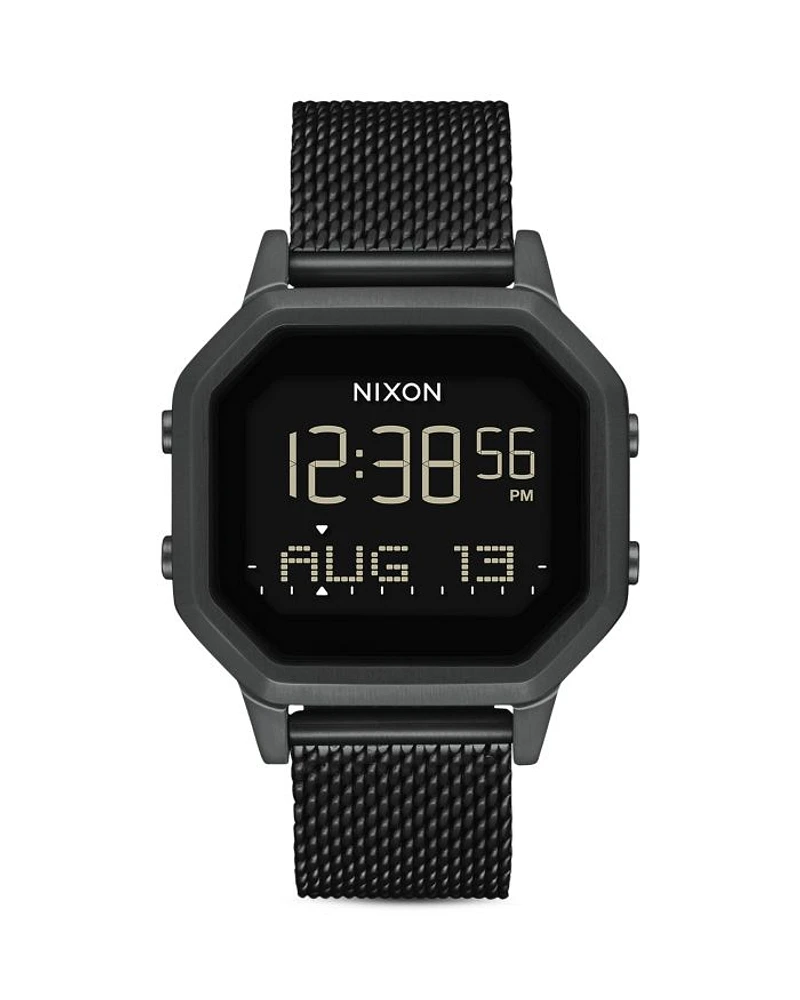 Siren Milanese All-Black Mesh Bracelet Watch, 36mm