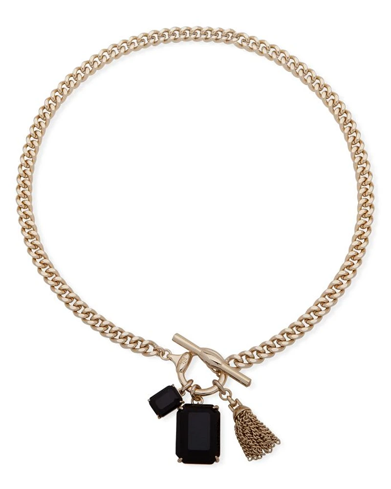 Stone Charm Pendant Necklace, 17"
