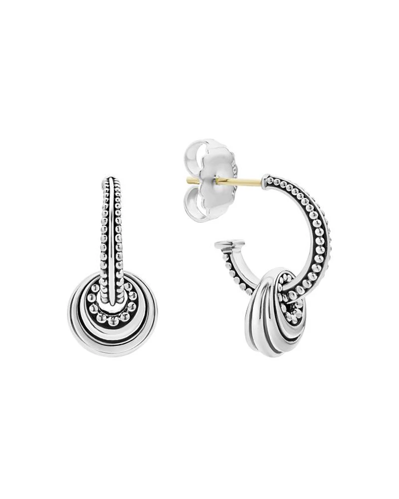 Sterling Silver Signature Caviar Fluted Disc Hoop Earrings
