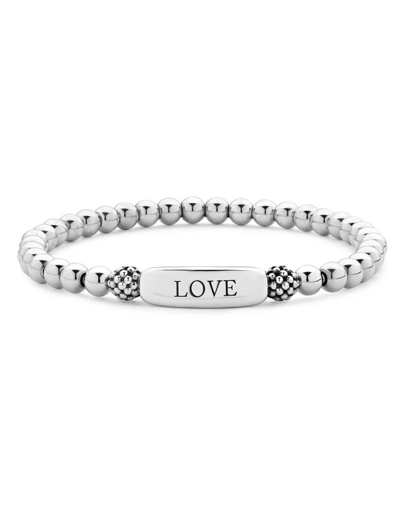 Sterling Silver Signature Caviar Love Station Bracelet