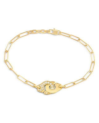 18K Yellow Gold Menottes Diamond Interlocking Link Bracelet - Exclusive