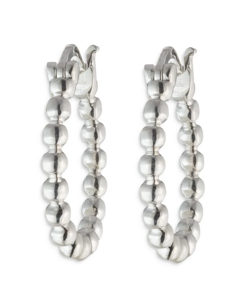 Bead Hoop Earrings in Sterling Silver