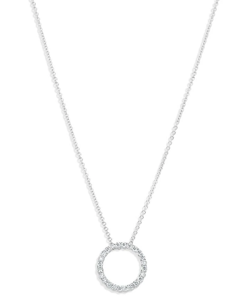 Diamond Circle Pendant Necklace in 14K White Gold