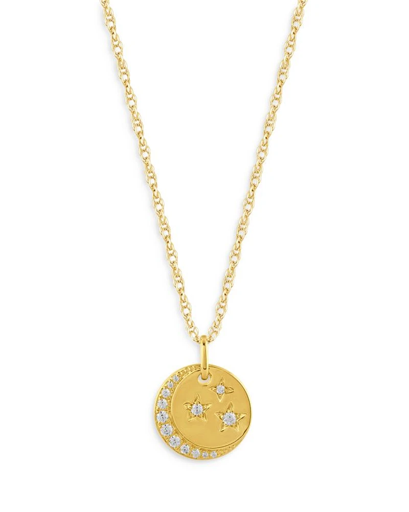 Diamond Celestrial Disc Pendant Necklace in 14K Yellow Gold, 0.15 tcw