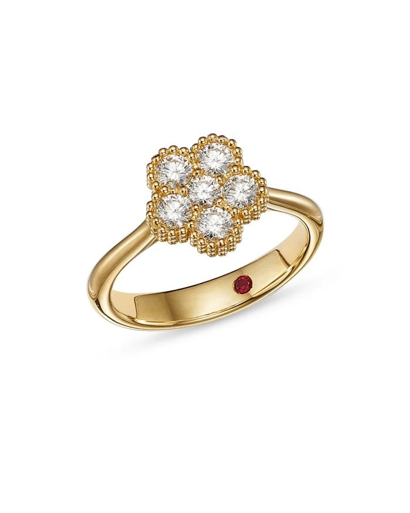 18K Yellow Gold Daisy Diamond Ring - Exclusive