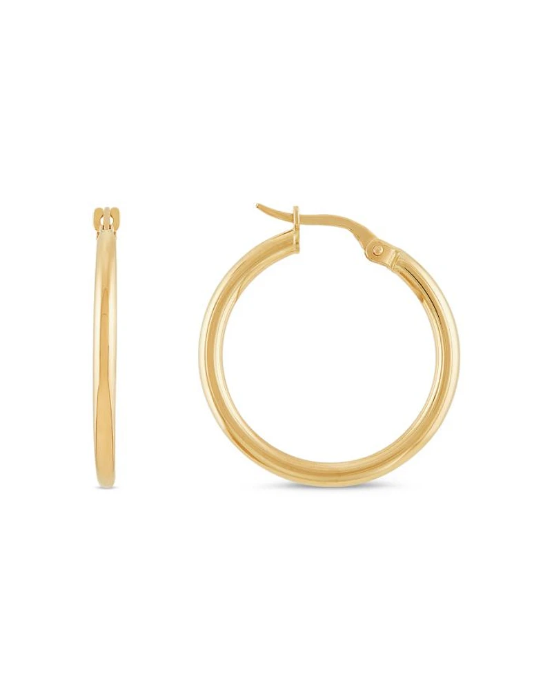 14K Yellow Gold Polished Hoop Earrings