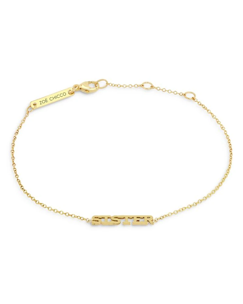 14K Yellow Gold Itty Bitty Sister Bracelet