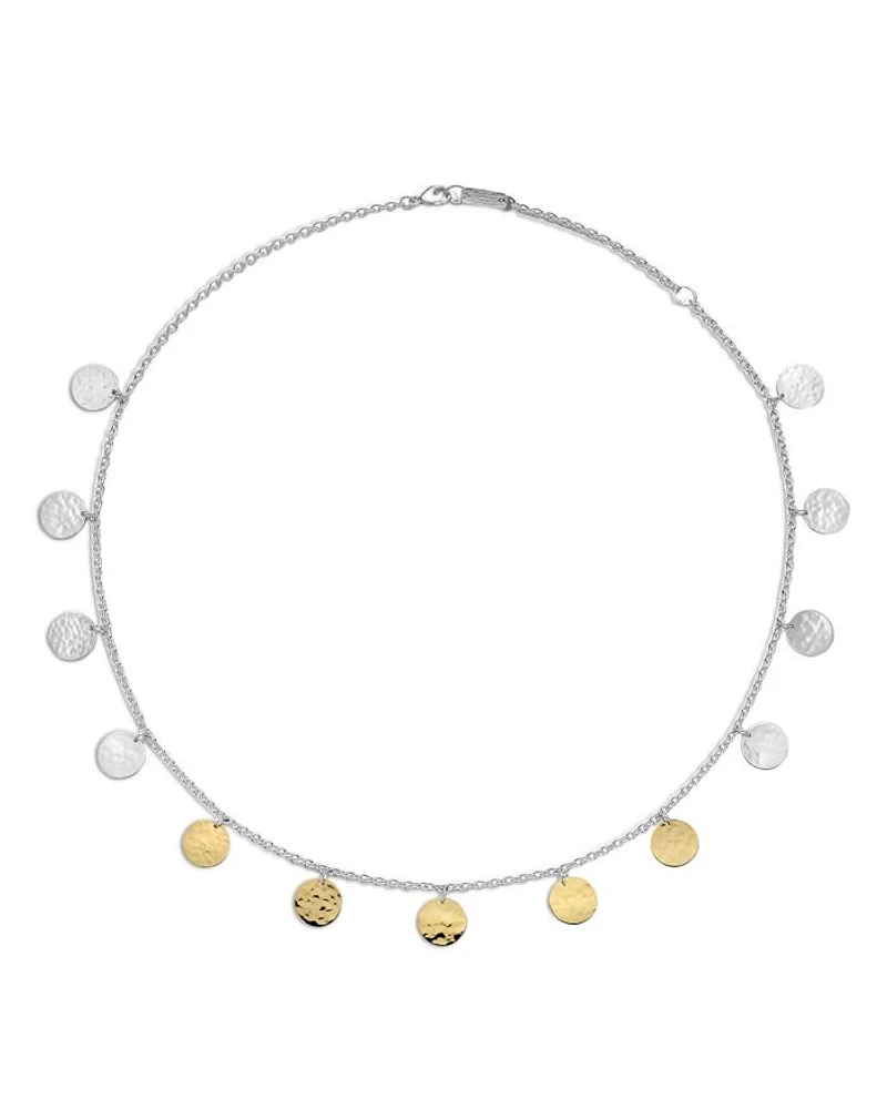 925/18K Chimera Classico Hammered Paillette Disc Necklace, 16-18"