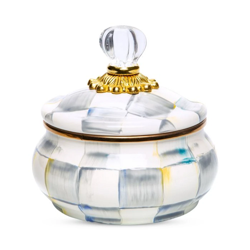 Sterling Check Enamel Squashed Pot