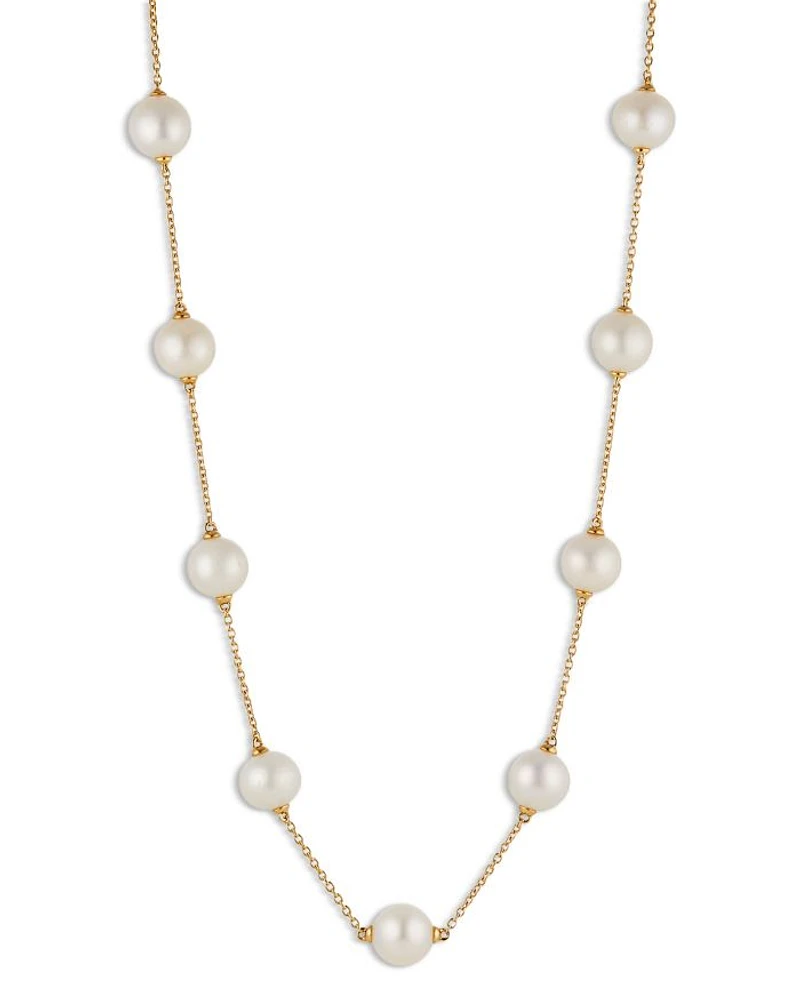 Imitation Pearl Station Necklace, 16"