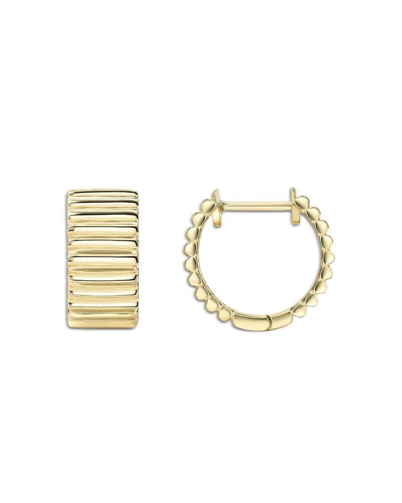 14K Yellow Gold Huggie Hoop Earrings