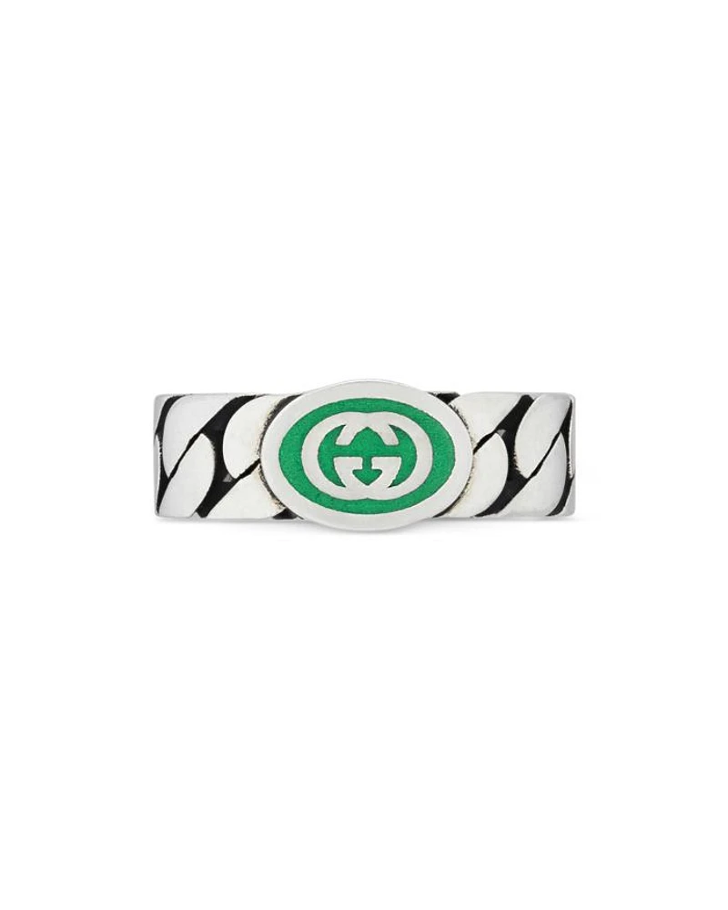 Sterling Silver Interlocking Curb Chain Ring