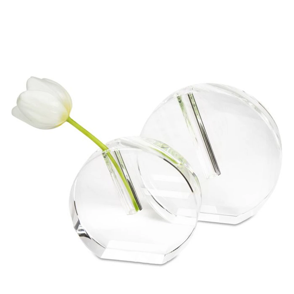 Crystal Clear Round Flat Vase, Small