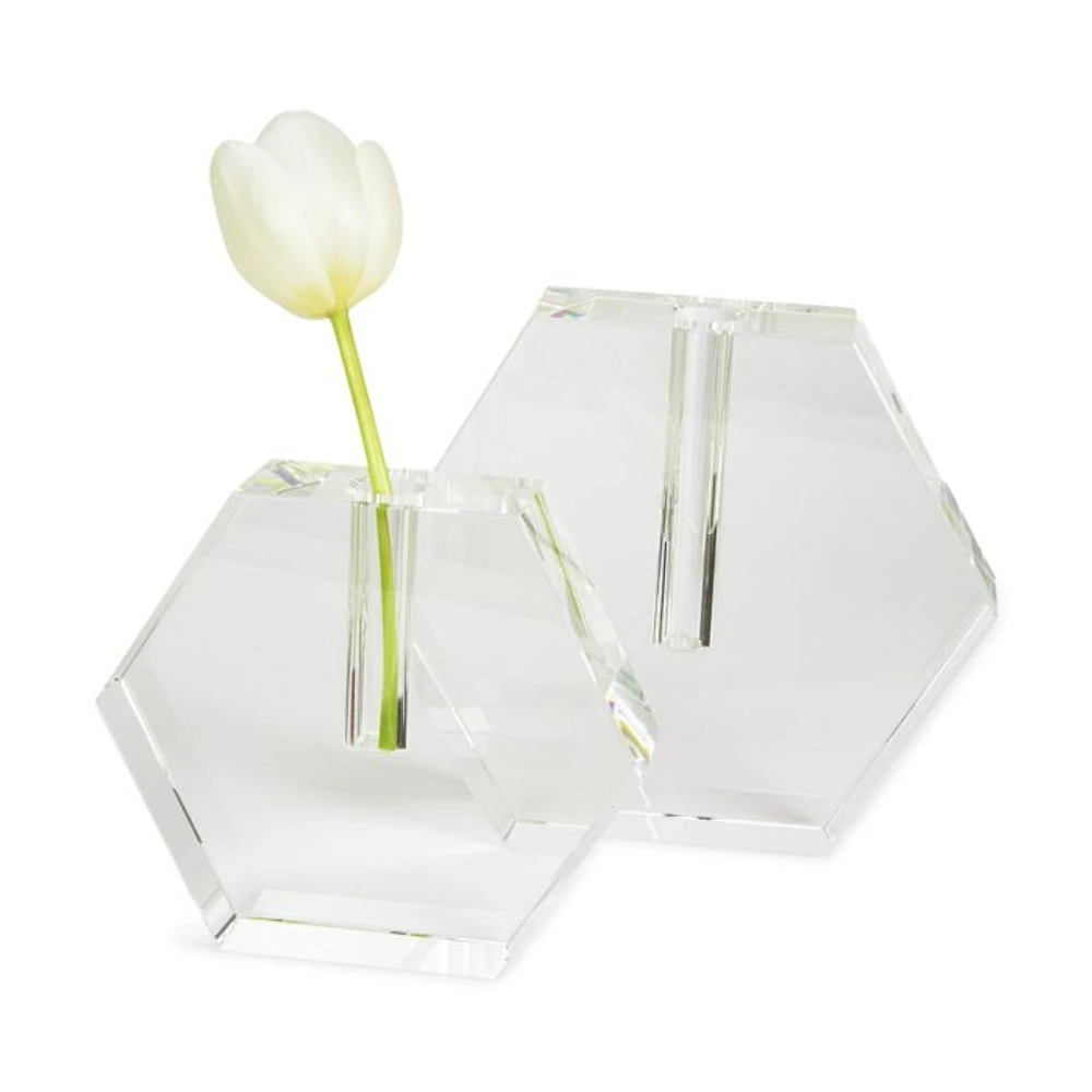 Crystal Clear Hexagon Flat Vase