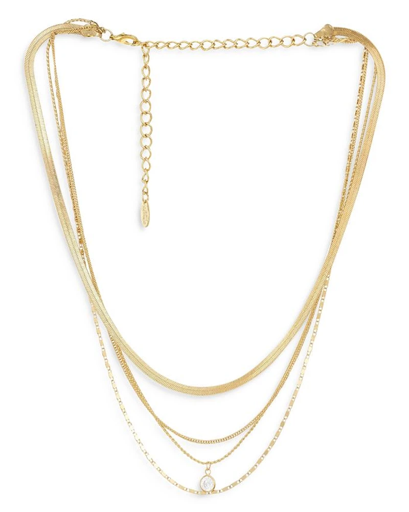 All the Chains 18K Gold Plated Layered Necklace, 13-15"