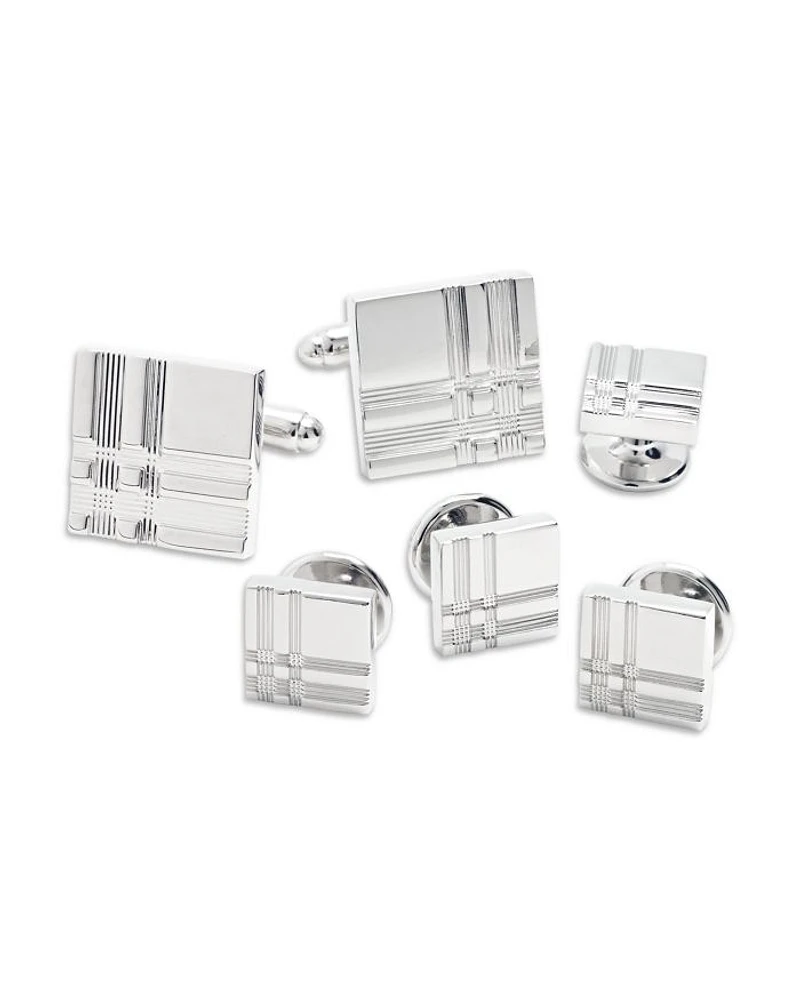 Tartan Plaid Stud & Cufflink Set