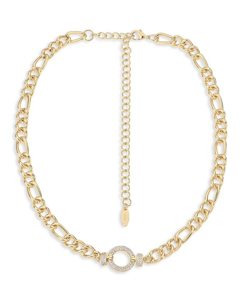 Eternity Crystal Circle Pavé Ring Collar Necklace in 18K Gold Plated, 15.5"-20.5"