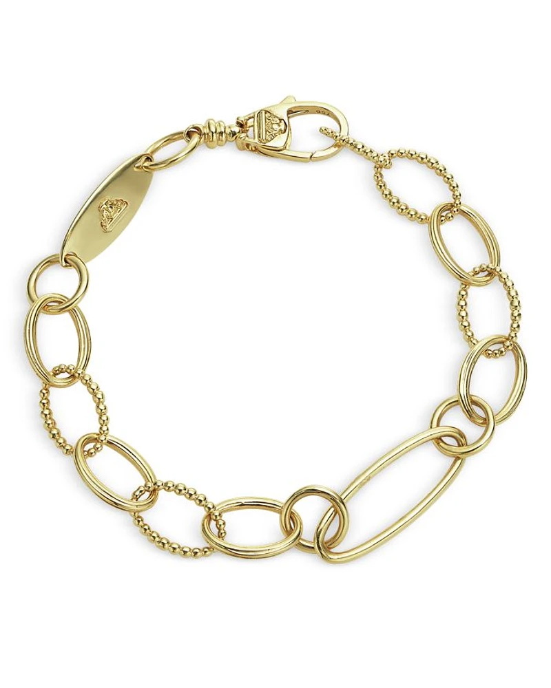 18K Gold Signature Caviar Oval Link Bracelet, 7"