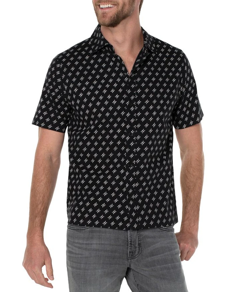 Garment Dyed Short Sleeve Printed Shirt