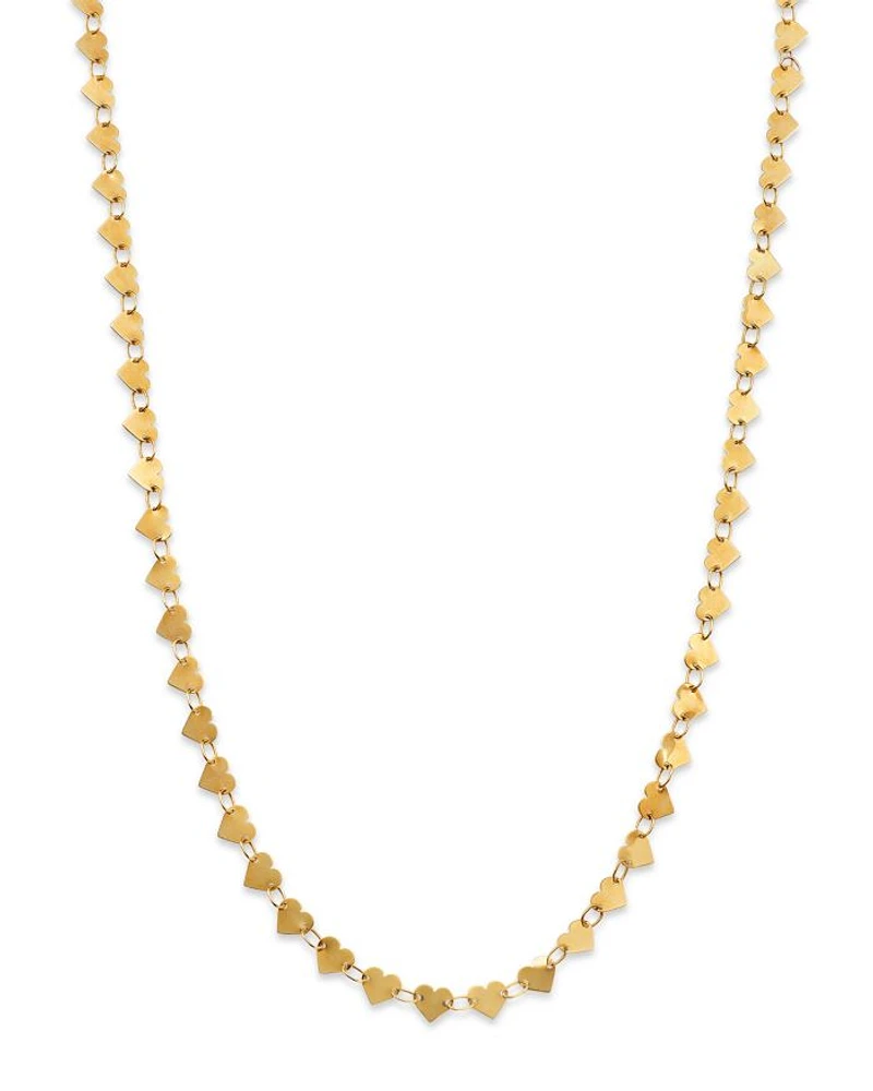 14K Yellow Gold Heart Collar Necklace, 16.25"