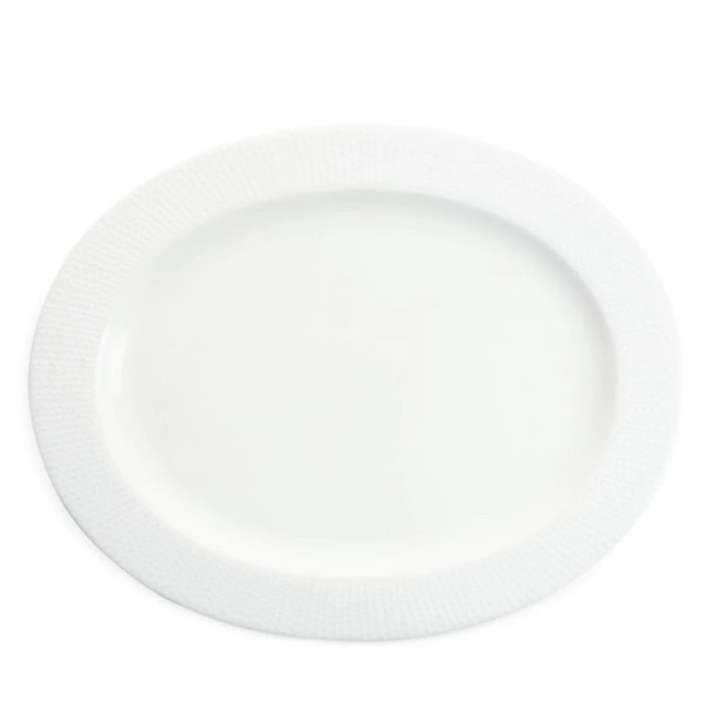 Amanda White Embossed Oval Platter, 14"