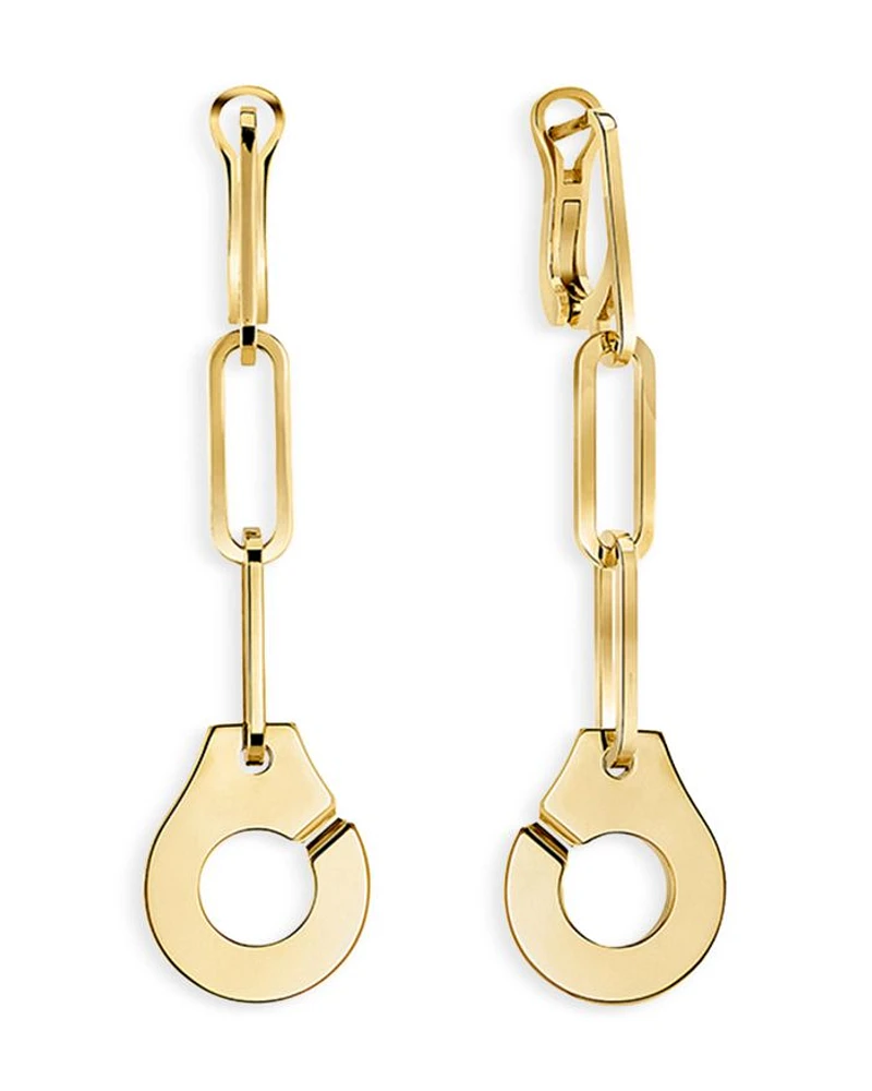 18K Yellow Gold Menottes Link Drop Earrings