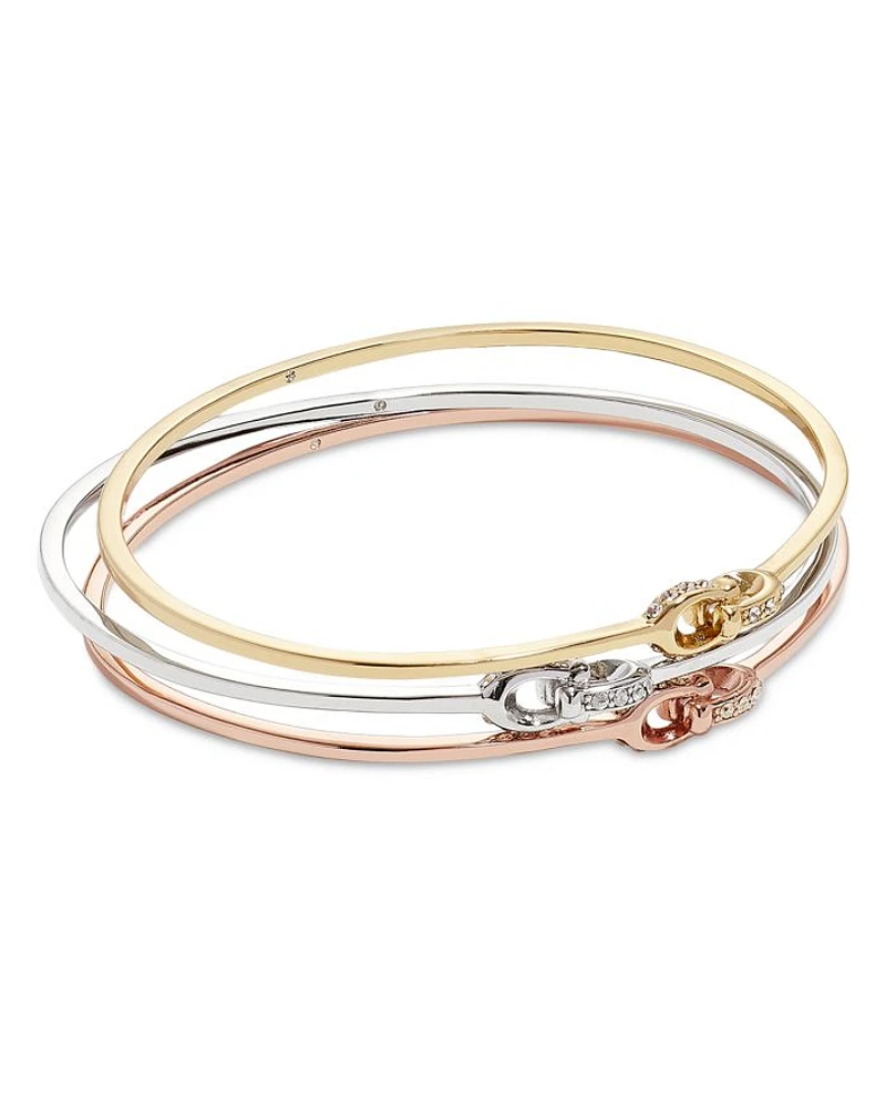 Interlocking Pavé Logo Bangle Bracelet Set