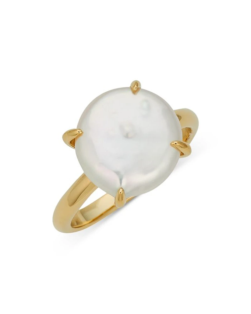Dot Dot Dot Cultured Freshwater Coin Pearl Ring in 18K Gold Plated
