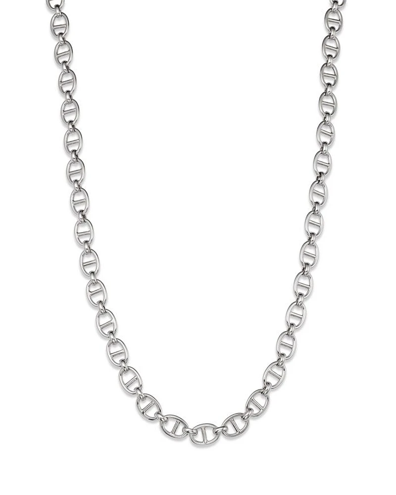 14K Gold Flat Mariner Link Necklace, 18"