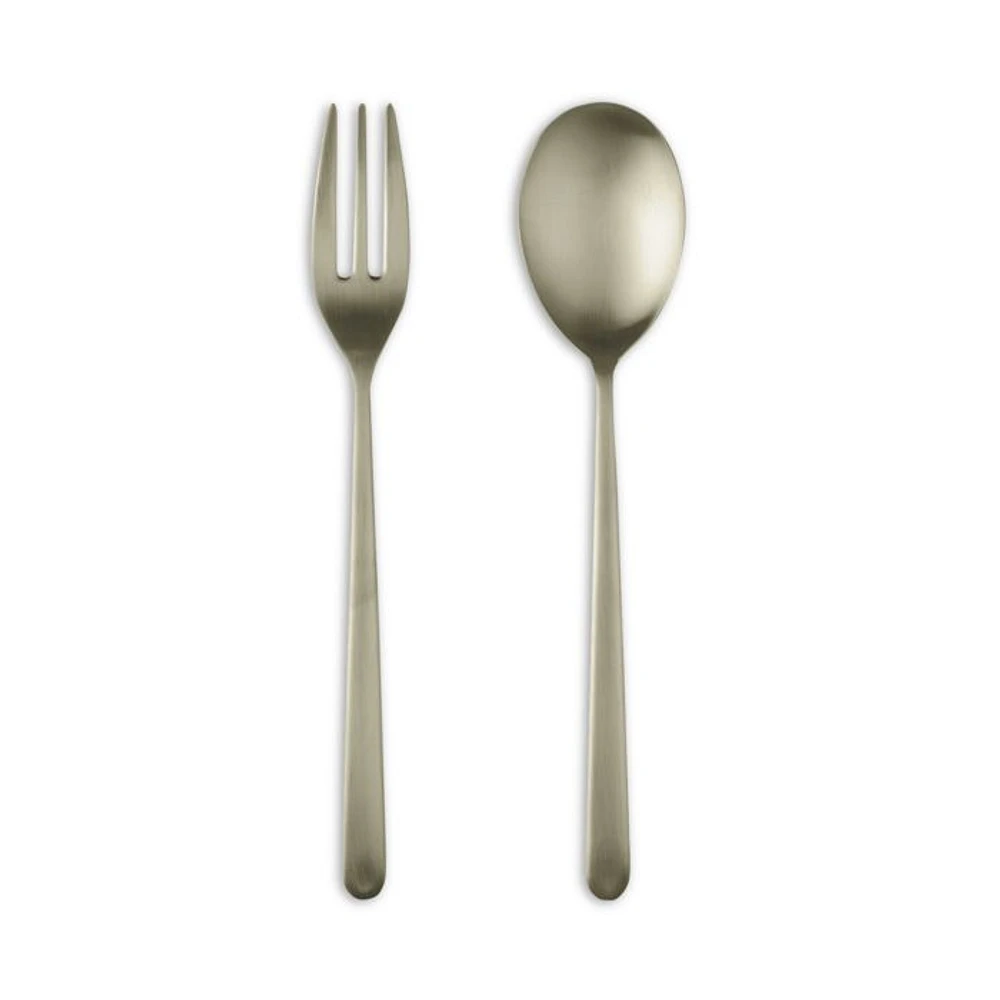 2 Piece Brushed Gold Serving Set