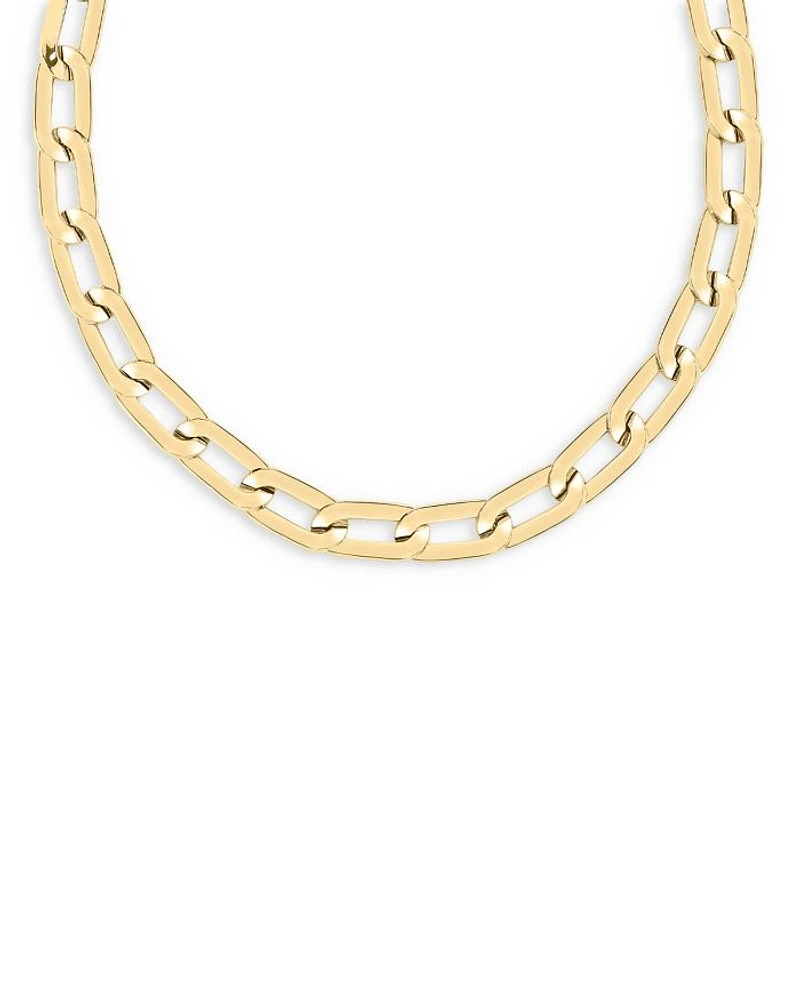 18K Gold Chunky Link Collar Necklace, 17"