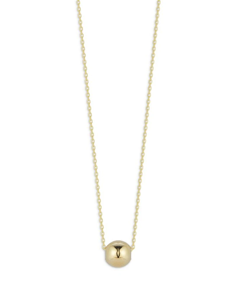 14K Yellow Gold Small Polished Ball Pendant Necklace, 16"