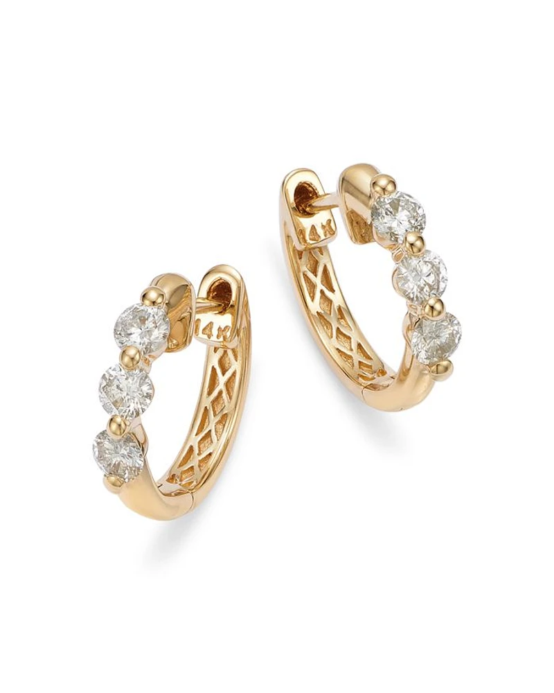 Diamond Hoop Earrings in 14K Yellow Gold