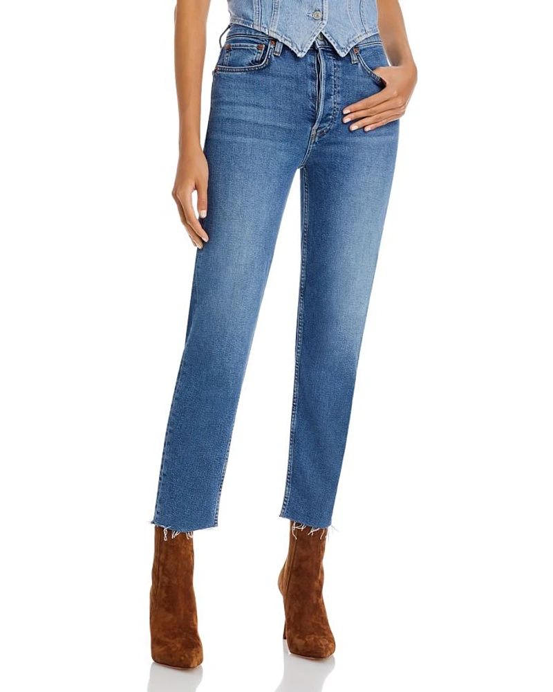 Stove Pipe High Rise Straight Jeans Mid 70s