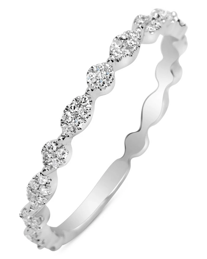 14K White Gold Diamond Curve Ring